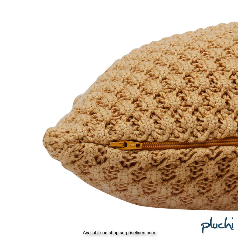 Pluchi - Popcorn Rectangle Cotton Knitted Cushion Cover (Honey Gold)