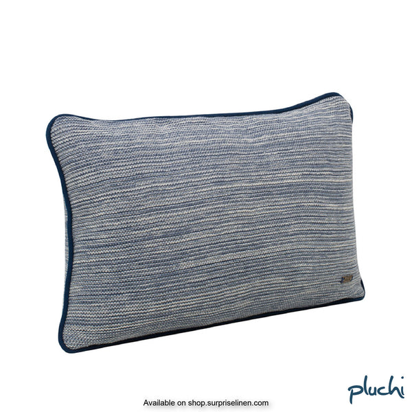 Pluchi - Romy Rectangle Cotton Knitted Cushion Cover (Marine / Natural)