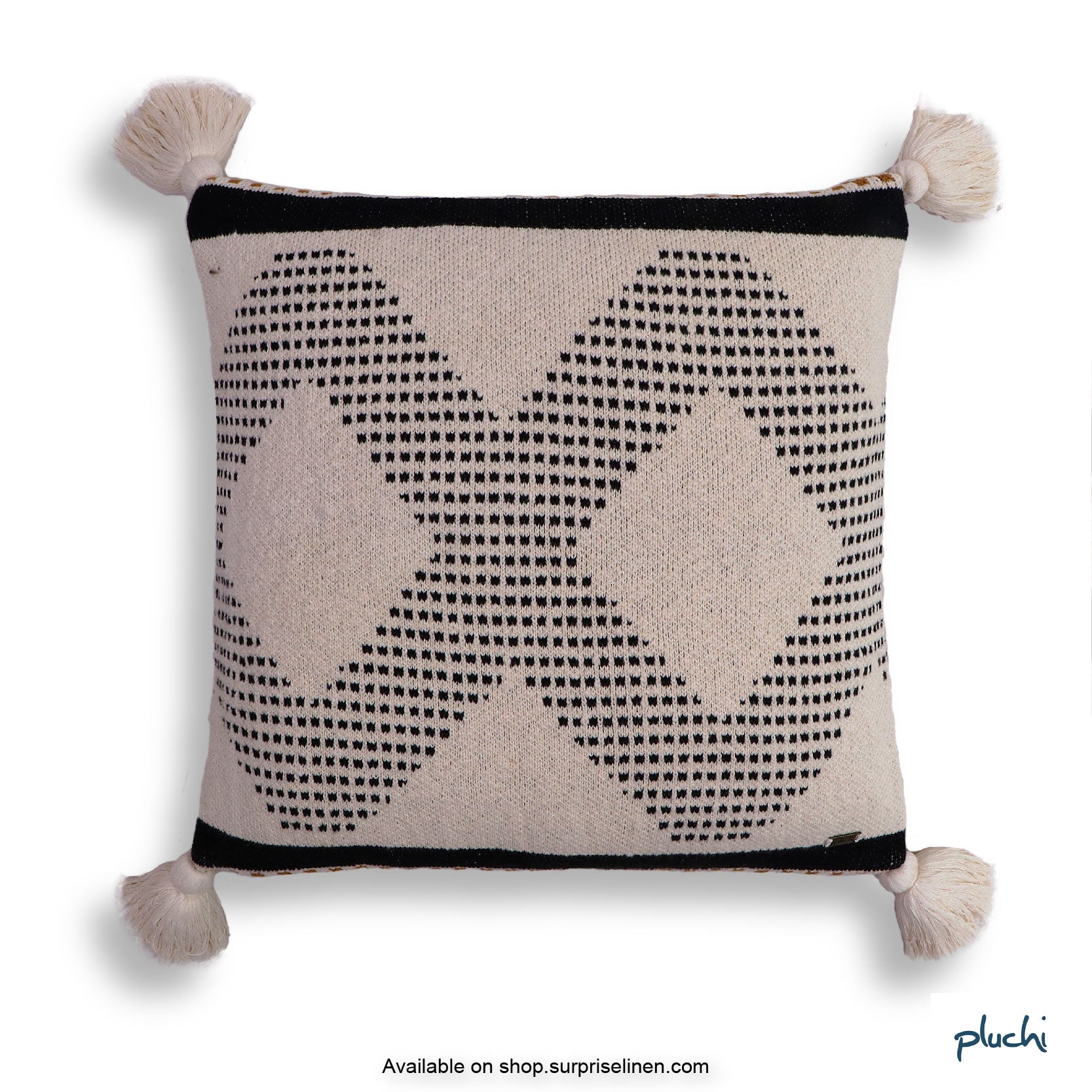 Pluchi - Diamond Check Knitted Cushion Cover (Ivory)