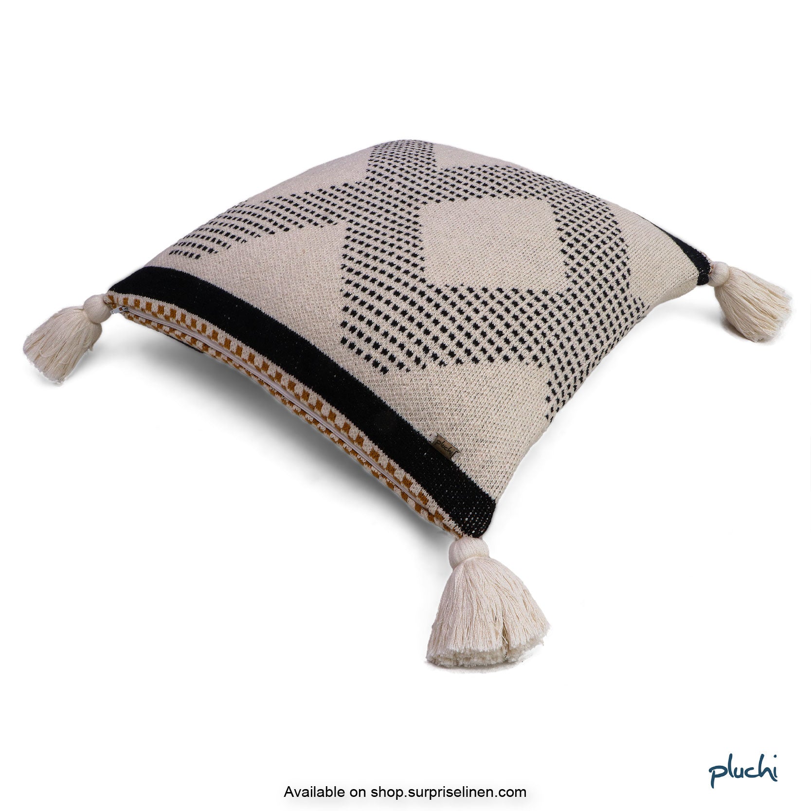 Pluchi - Diamond Check Knitted Cushion Cover (Ivory)