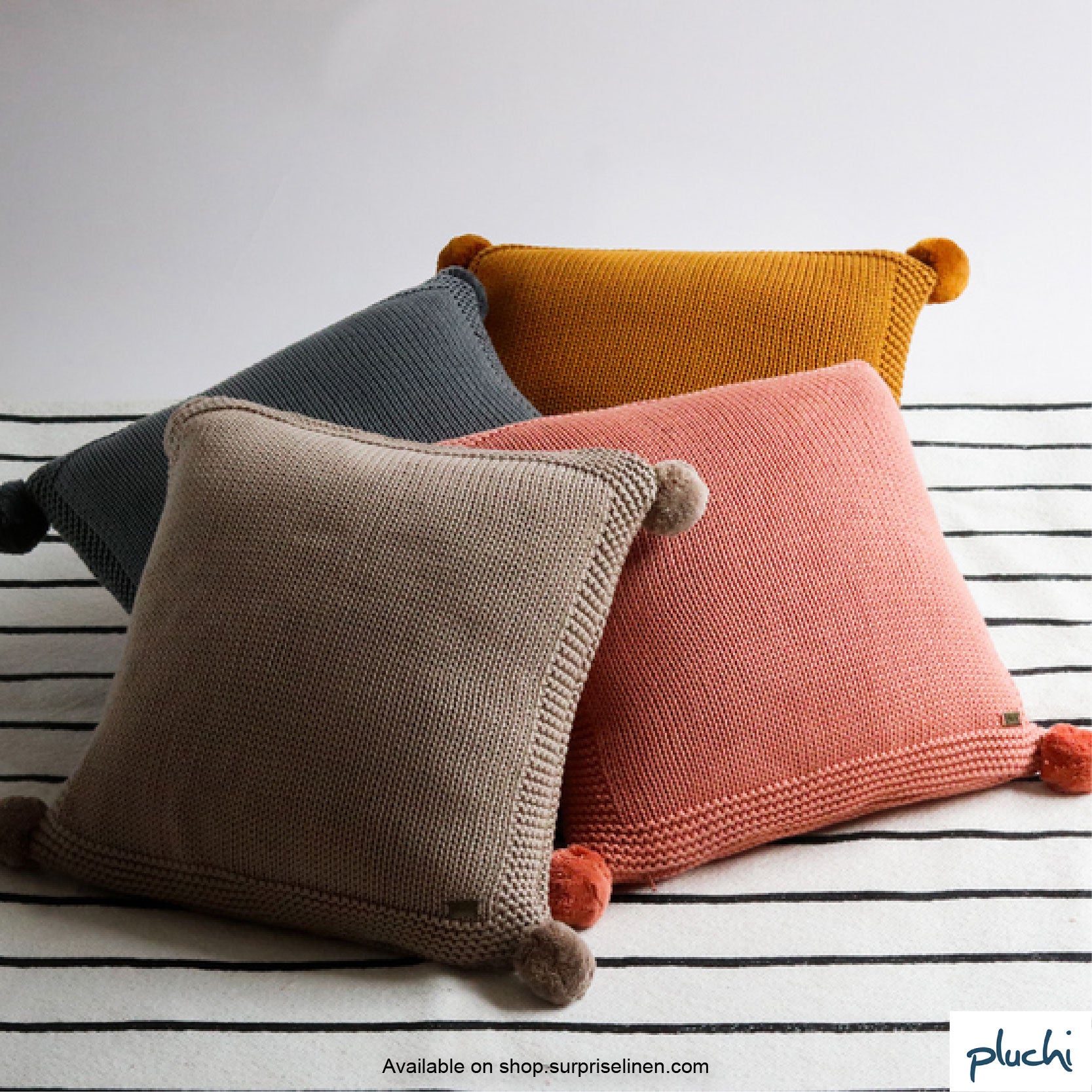 Pluchi - Chunky Knit Knitted Cushion Cover (Stone)