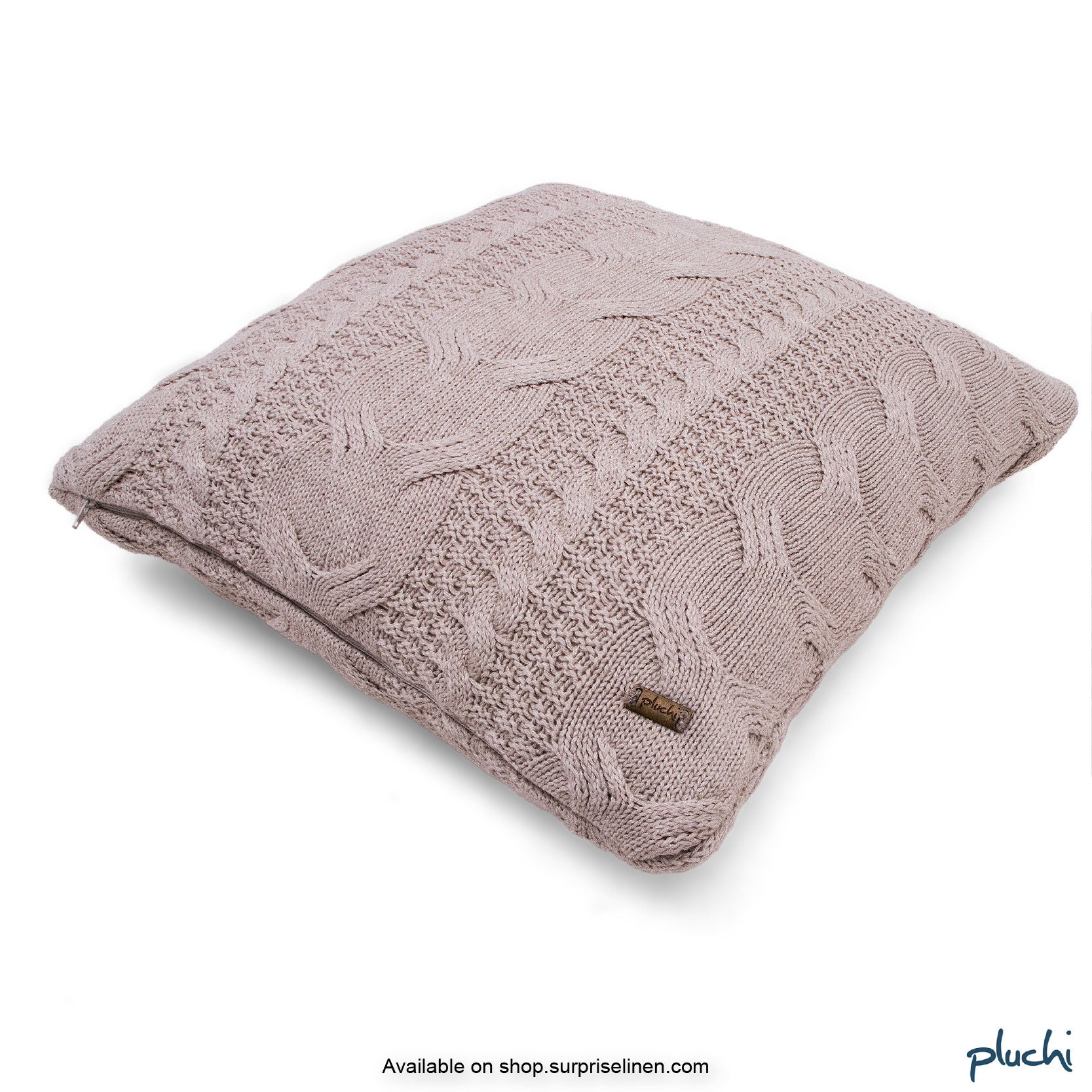 Pluchi - Classical Knitted Cushion Cover (Beige)