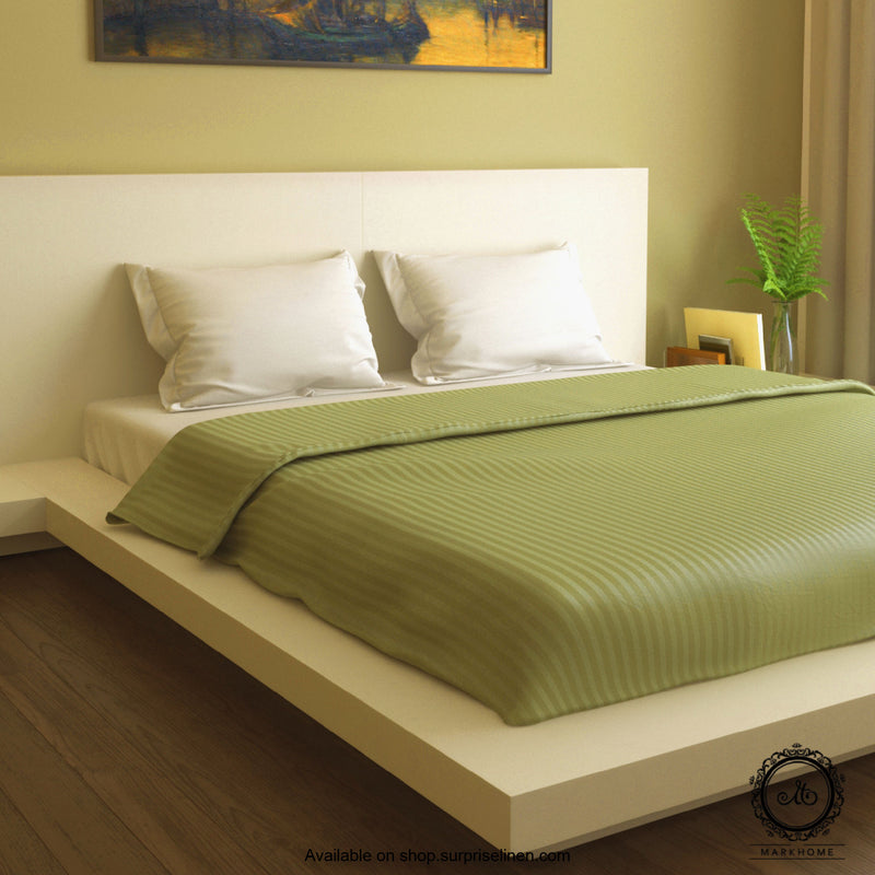 Mark Home - 100% Fine Cotton Satin 400 TC Premium Stripes Duvet Cover Double (Military Green)