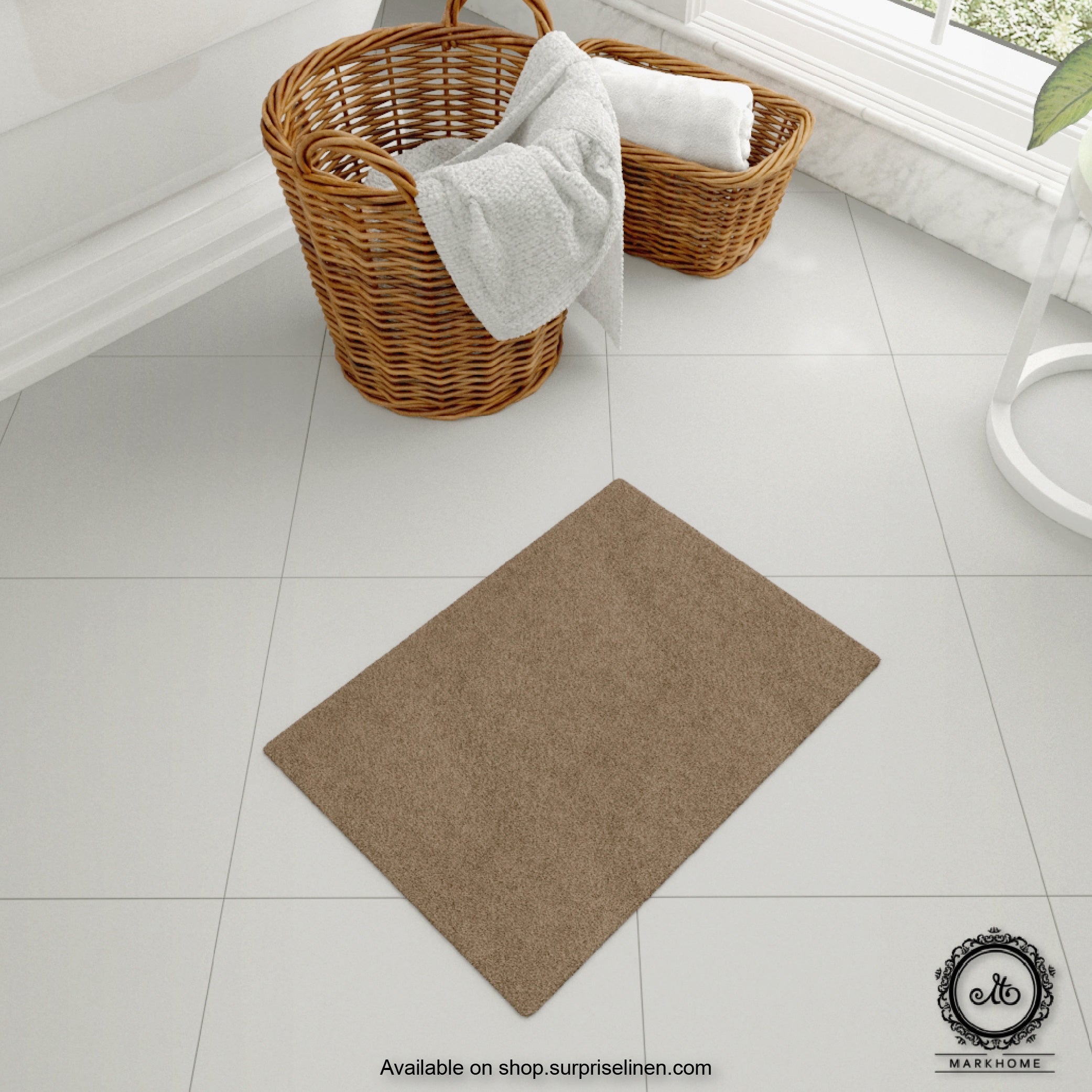 Mark Home - 100% Micro Anti Skid Durable Softness Plush Lustrous Rugs 40cm x 60cm (Beige)