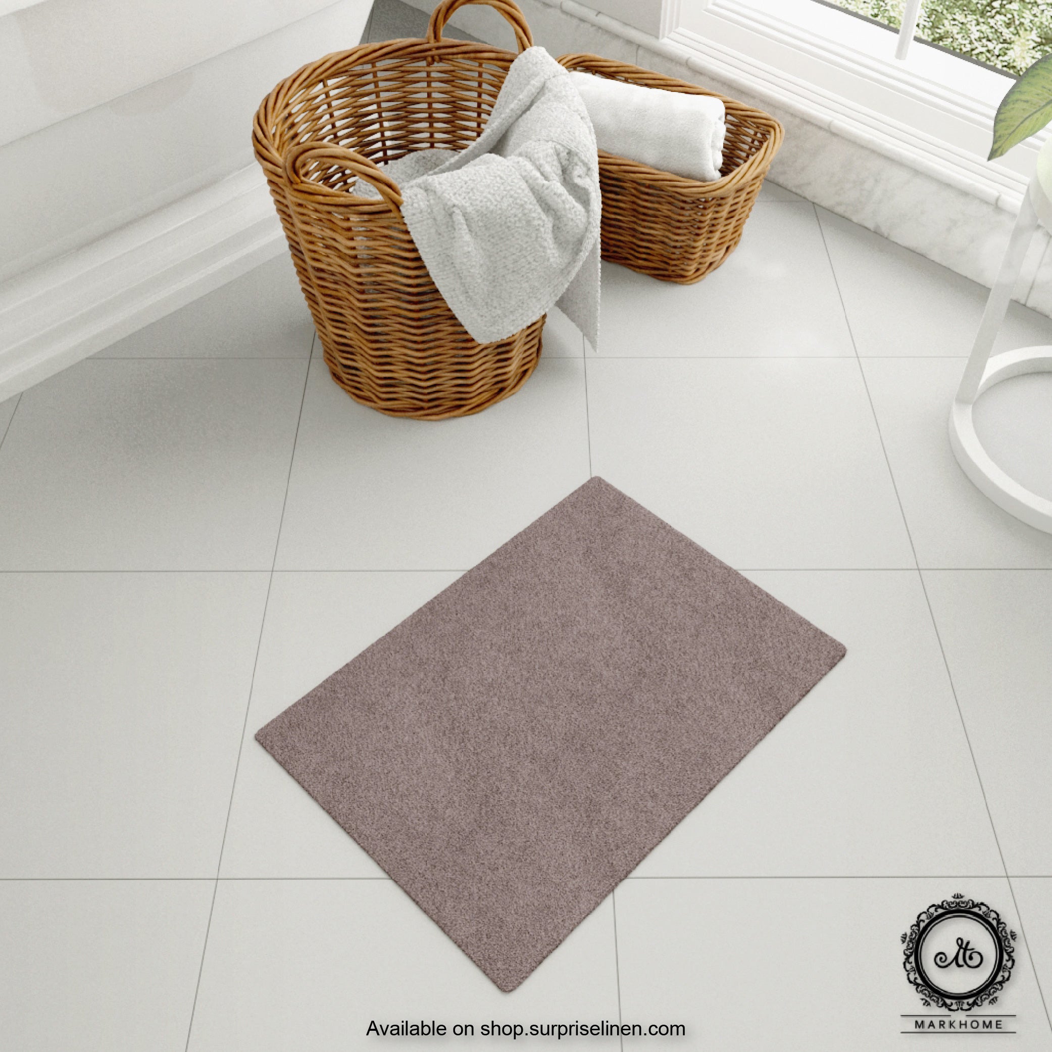 Mark Home - 100% Micro Anti Skid Durable Softness Plush Lustrous Rugs 40cm x 60cm (Grey)