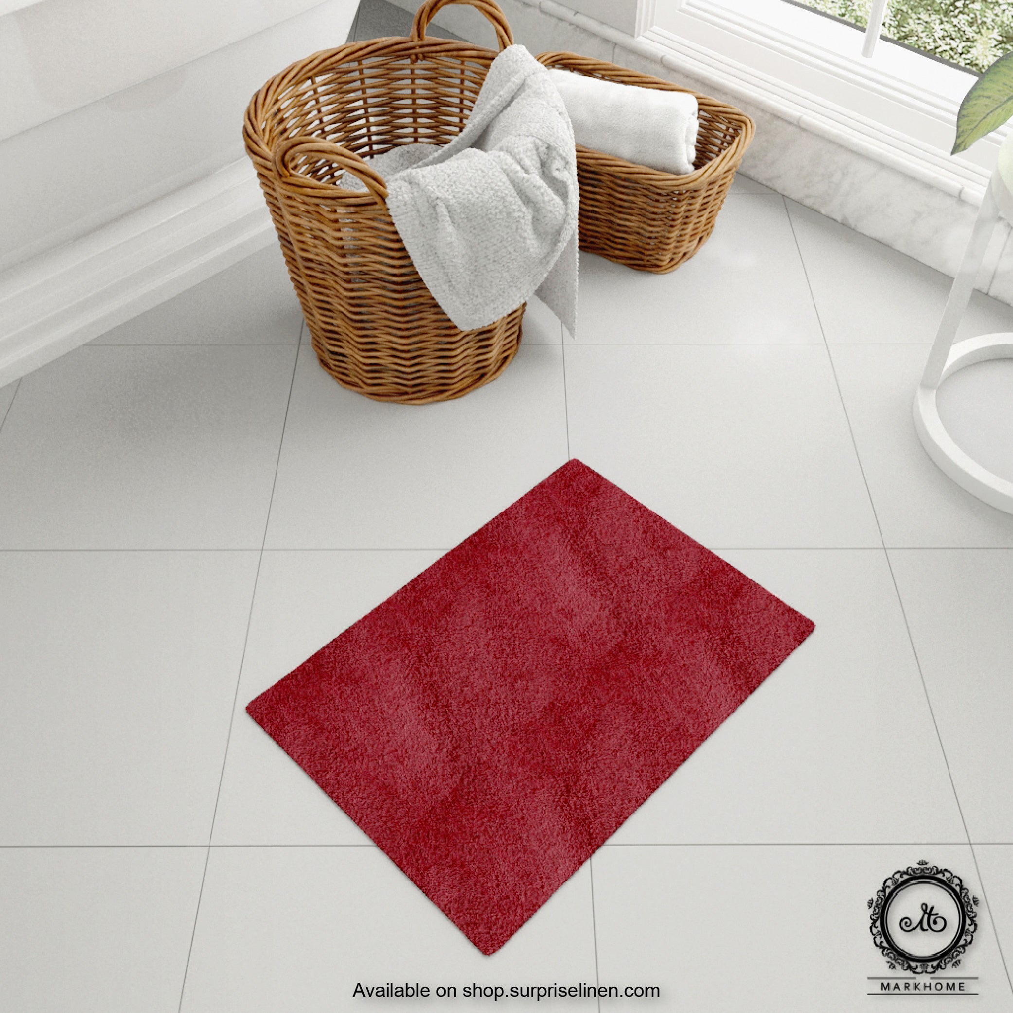 Mark Home - 100% Micro Anti Skid Durable Softness Plush Lustrous Rugs 40cm x 60cm (Maroon)