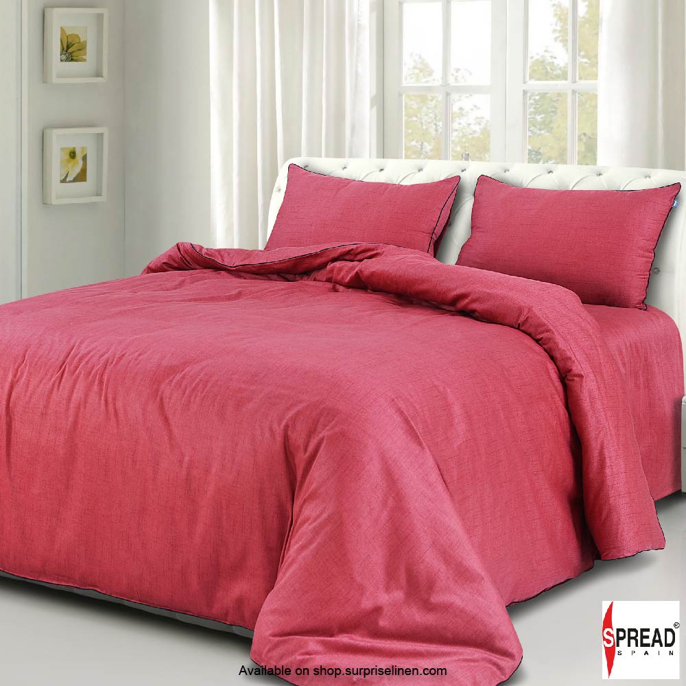 Spread Spain - Grain De Glace Collection 400 Thread Count Cotton Bedding Set (Red)