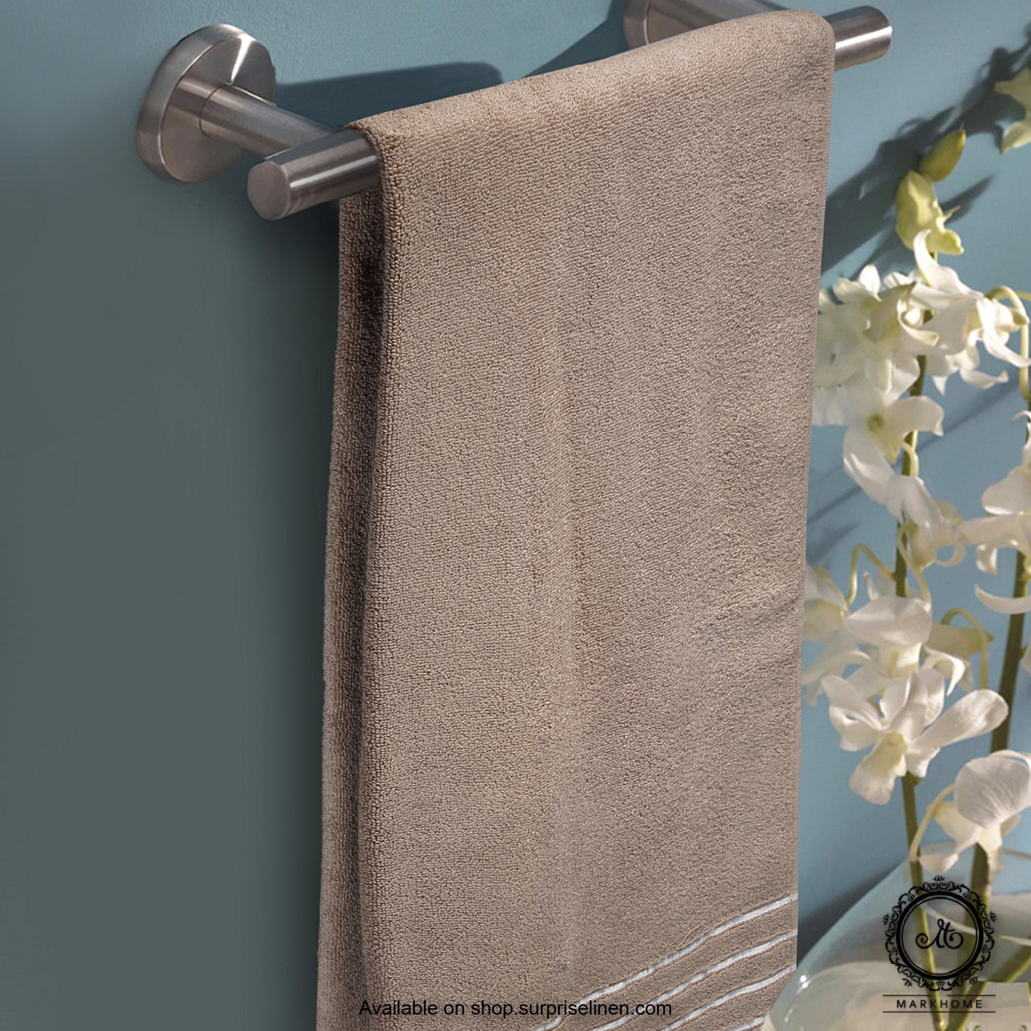 Mark Home - 100% Cotton 500 GSM Zero Twist Anti Microbial Treated Simply Soft Bath Towel (Beige)