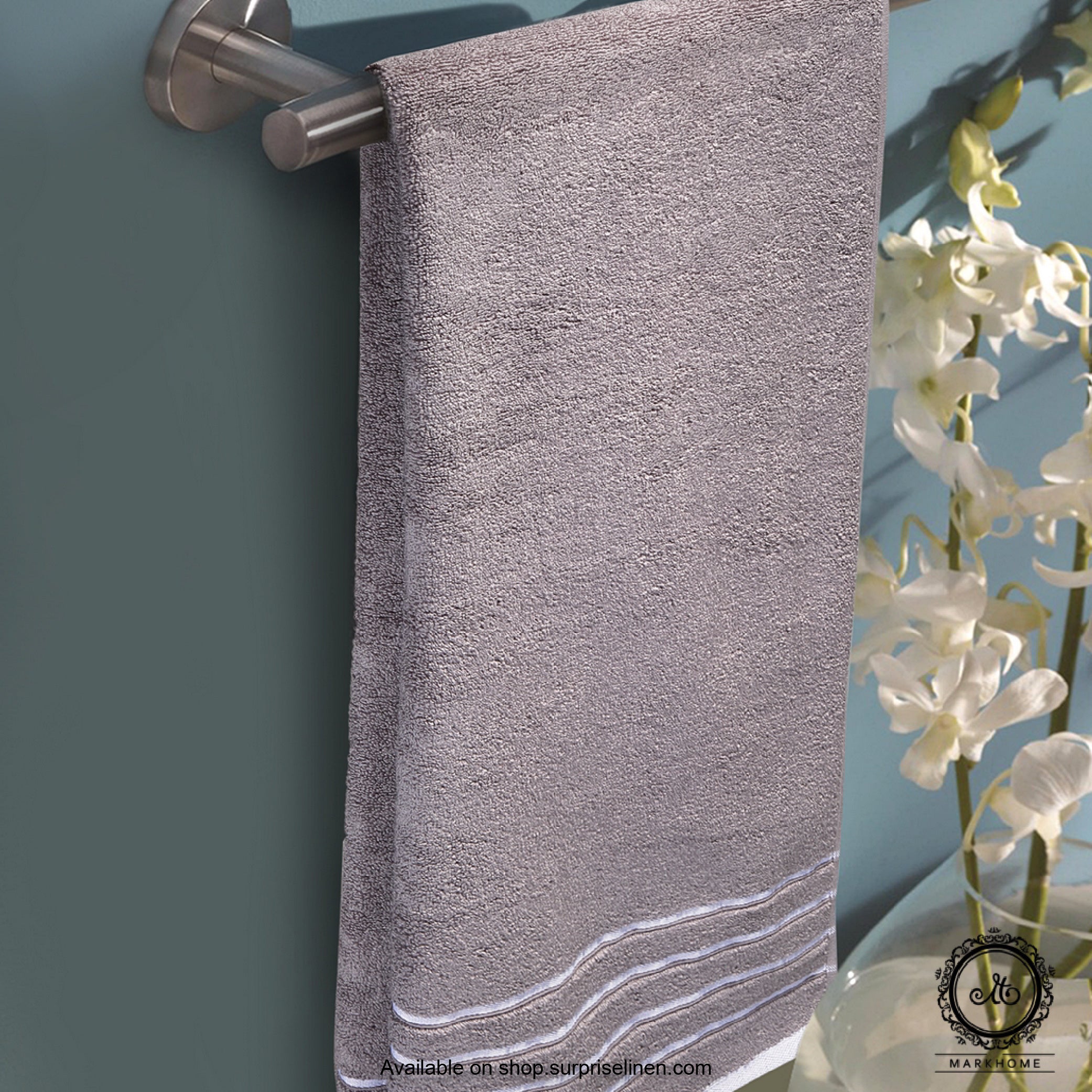 Mark Home - 100% Cotton 500 GSM Zero Twist Anti Microbial Treated Simply Soft Bath Towel (Grey)