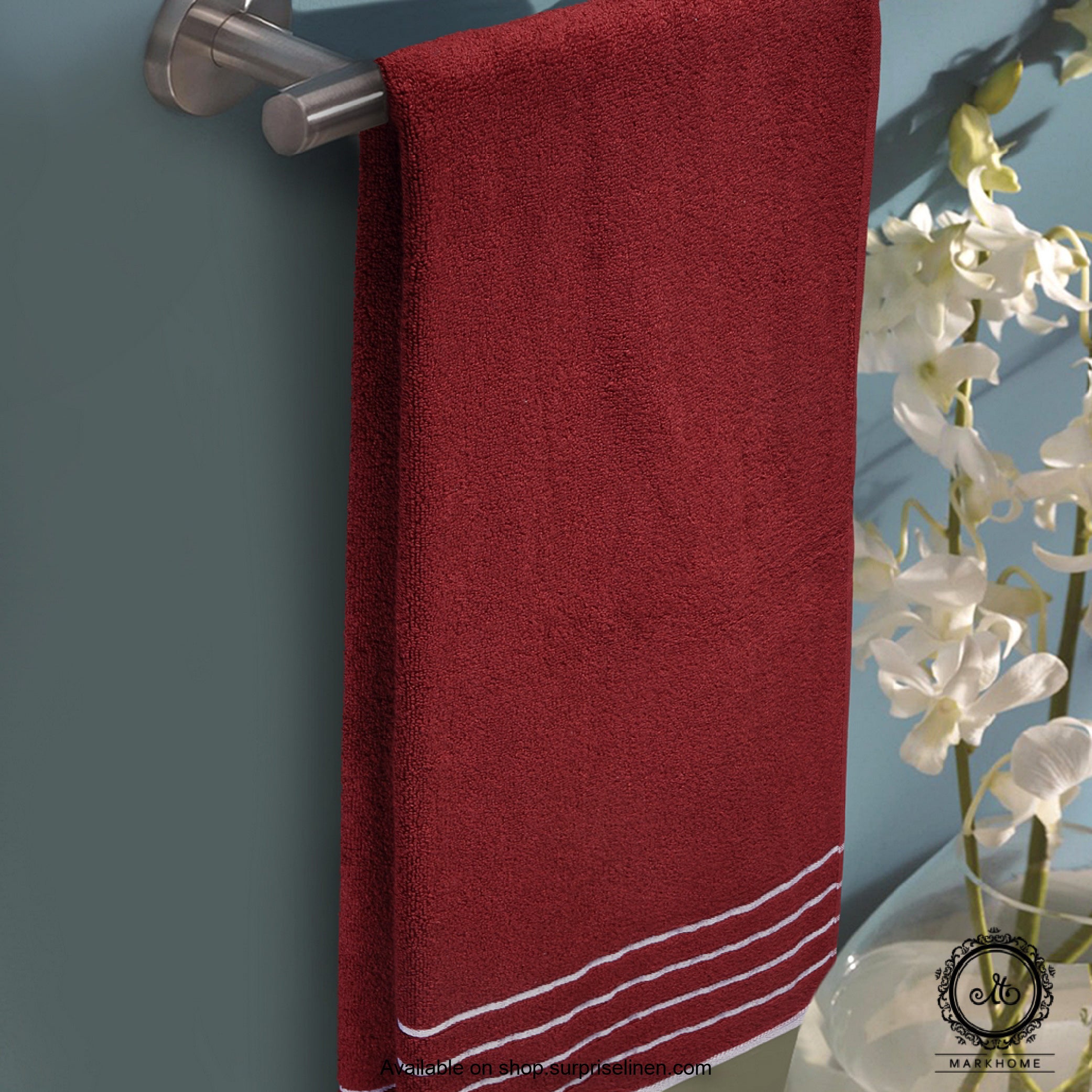 Mark Home - 100% Cotton 500 GSM Zero Twist Anti Microbial Treated Simply Soft Bath Towel (Maroon)