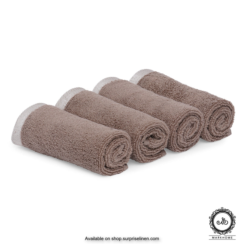 Mark Home - 100% Cotton 500 GSM Zero Twist Anti Microbial Treated Simply Soft Face Towel Set of 04 Pcs (Beige)