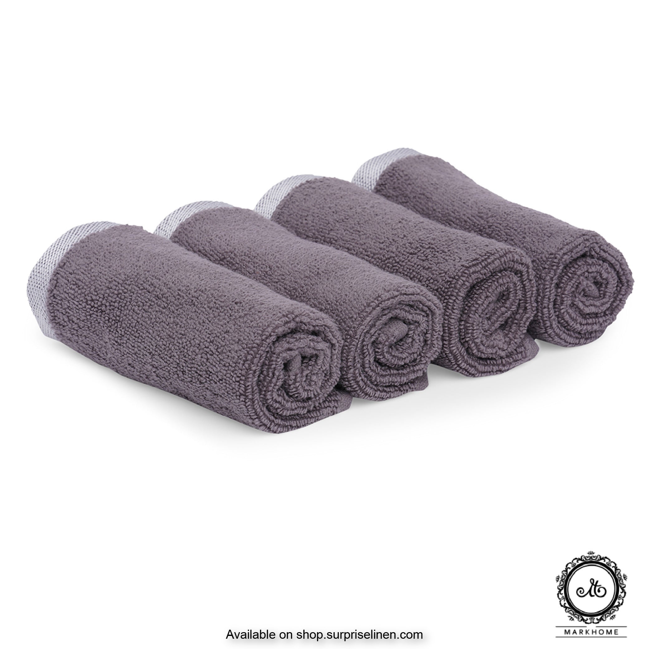 Mark Home - 100% Cotton 500 GSM Zero Twist Anti Microbial Treated Simply Soft Face Towel Set of 04 Pcs (Grey)