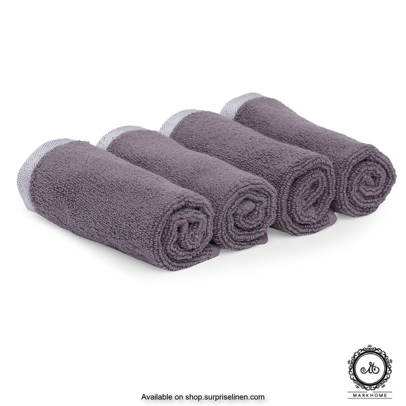 Mark Home - 100% Cotton 500 GSM Zero Twist Anti Microbial Treated Simply Soft Face Towel Set of 04 Pcs (Grey)