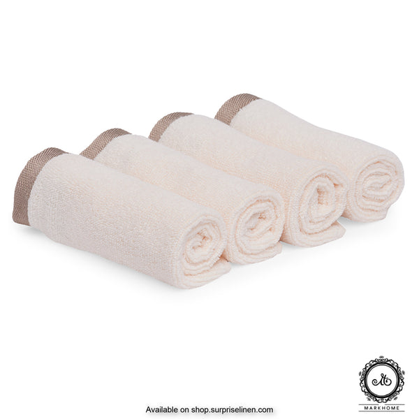 Mark Home - 100% Cotton 500 GSM Zero Twist Anti Microbial Treated Simply Soft Face Towel Set of 04 Pcs (Ivory)