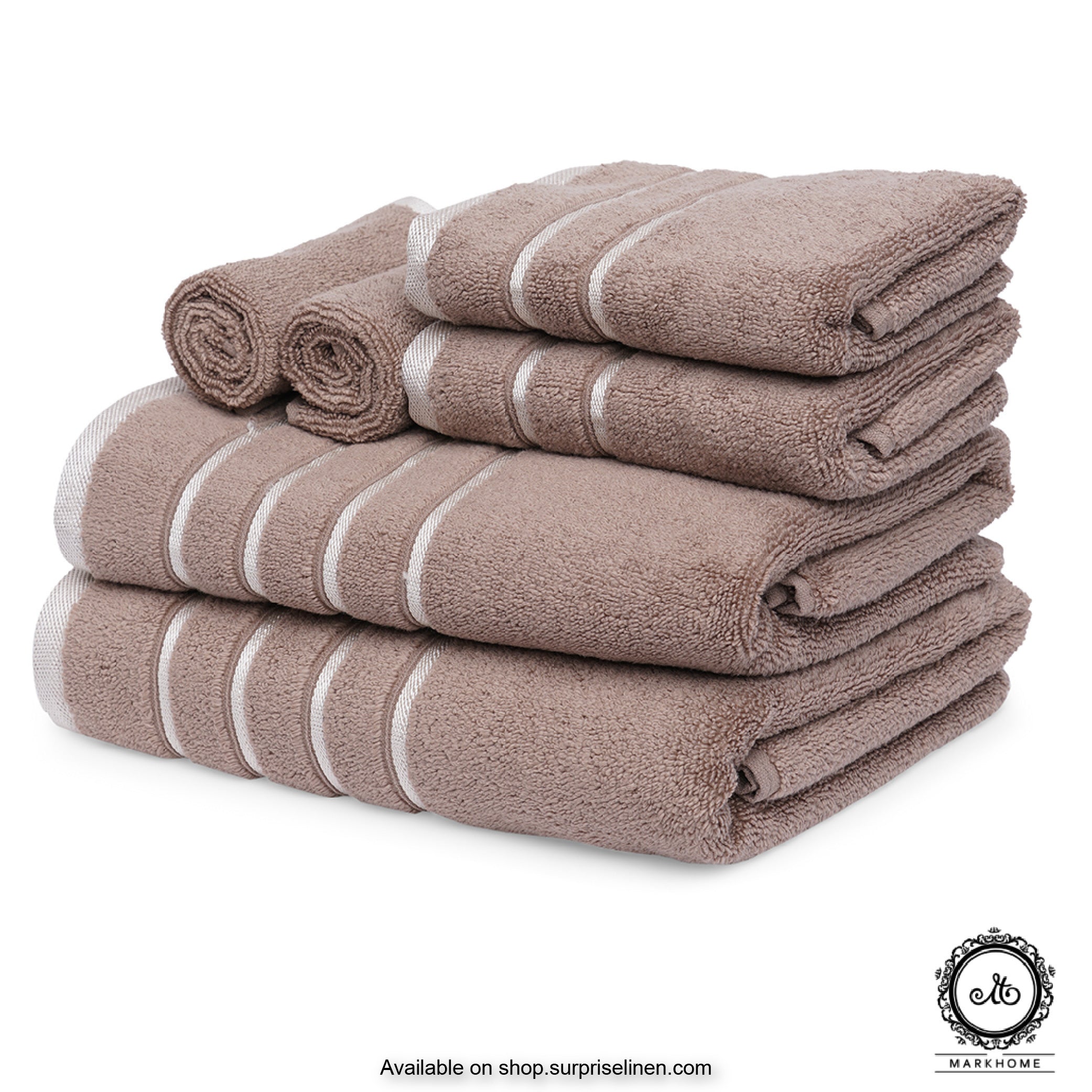 Mark Home - 100% Cotton 500 GSM Zero Twist Anti Microbial Treated Simply Soft Gift Set of 06 Pcs (Beige)