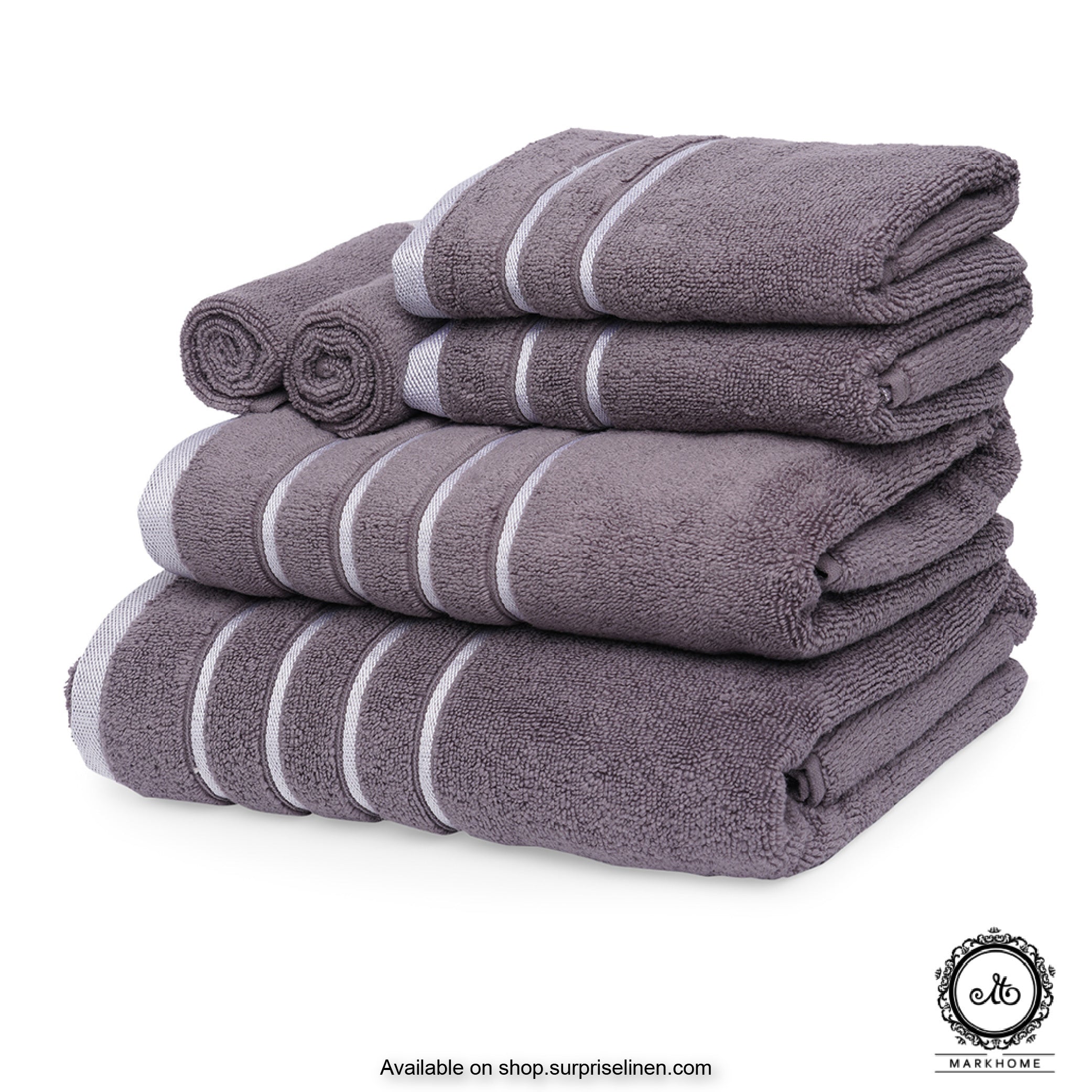 Mark Home - 100% Cotton 500 GSM Zero Twist Anti Microbial Treated Simply Soft Gift Set of 06 Pcs (Grey)