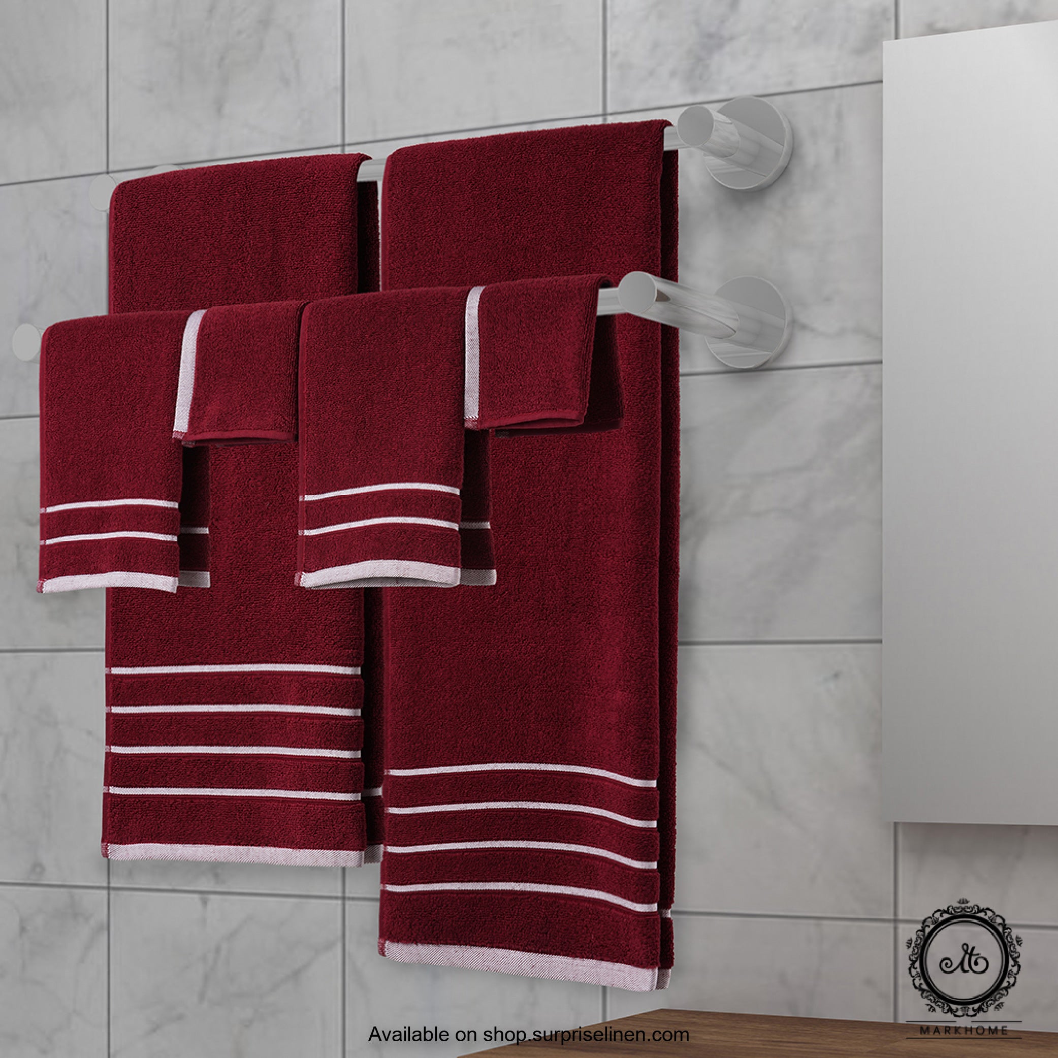 Mark Home - 100% Cotton 500 GSM Zero Twist Anti Microbial Treated Simply Soft Gift Set of 06 Pcs (Maroon)