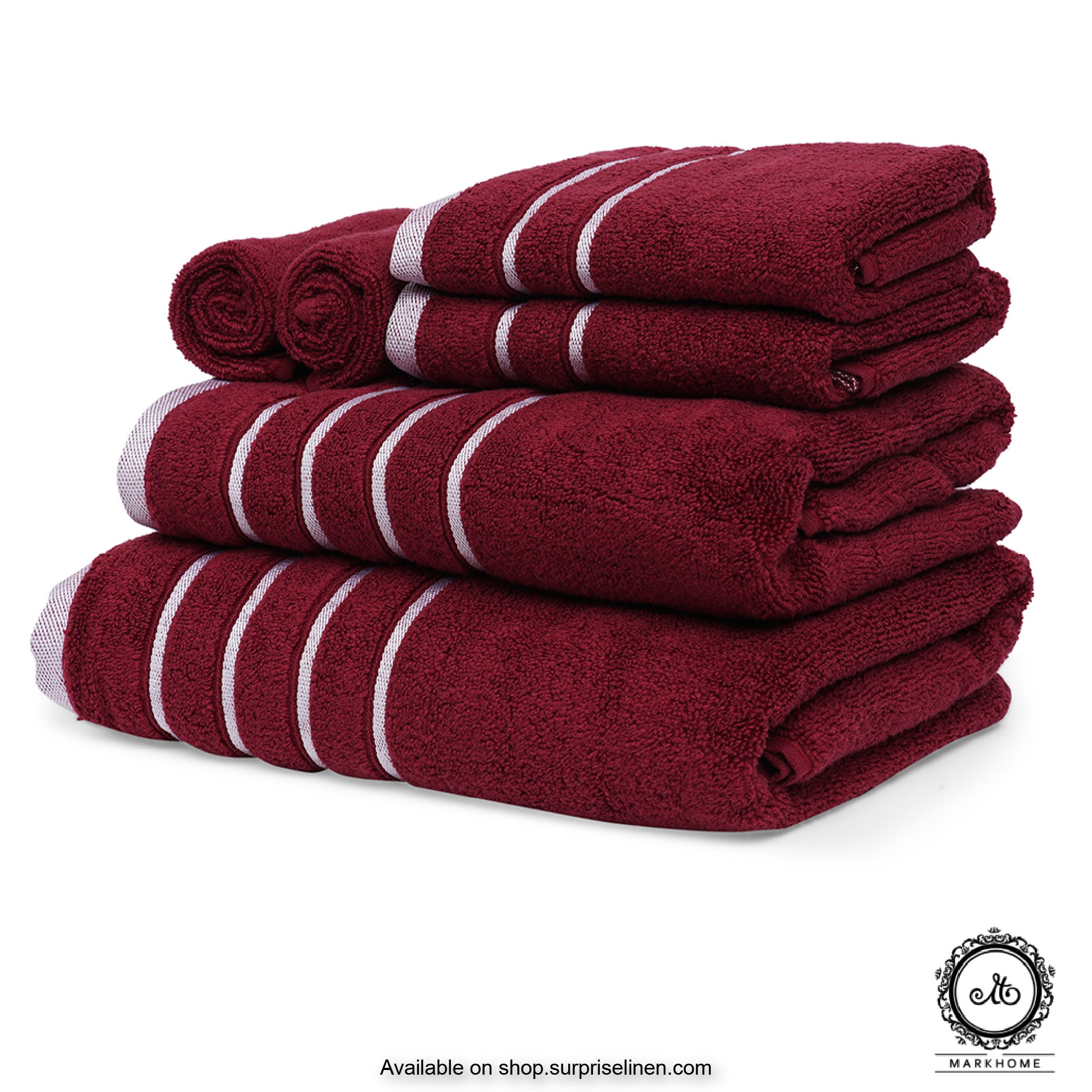 Mark Home - 100% Cotton 500 GSM Zero Twist Anti Microbial Treated Simply Soft Gift Set of 06 Pcs (Maroon)