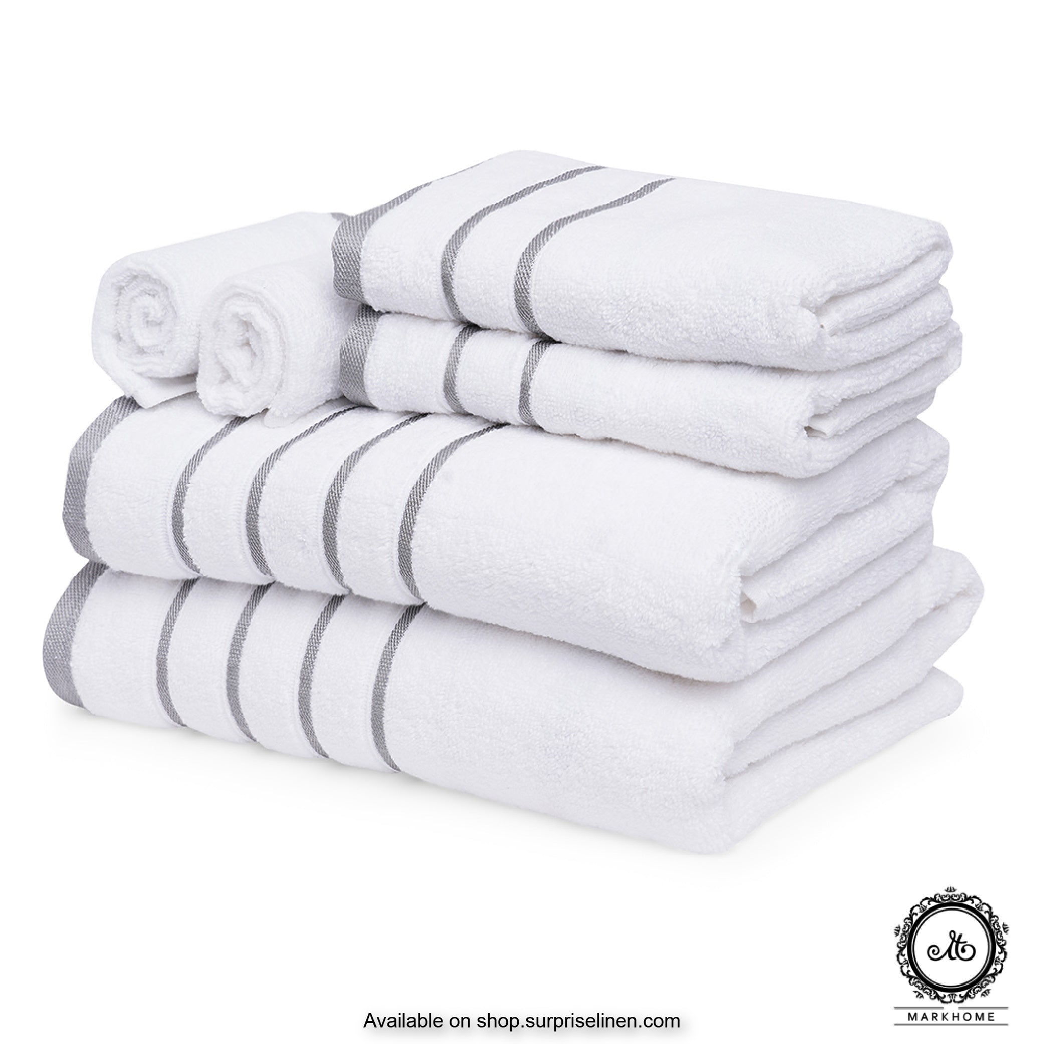 Mark Home - 100% Cotton 500 GSM Zero Twist Anti Microbial Treated Simply Soft Gift Set of 06 Pcs (White)