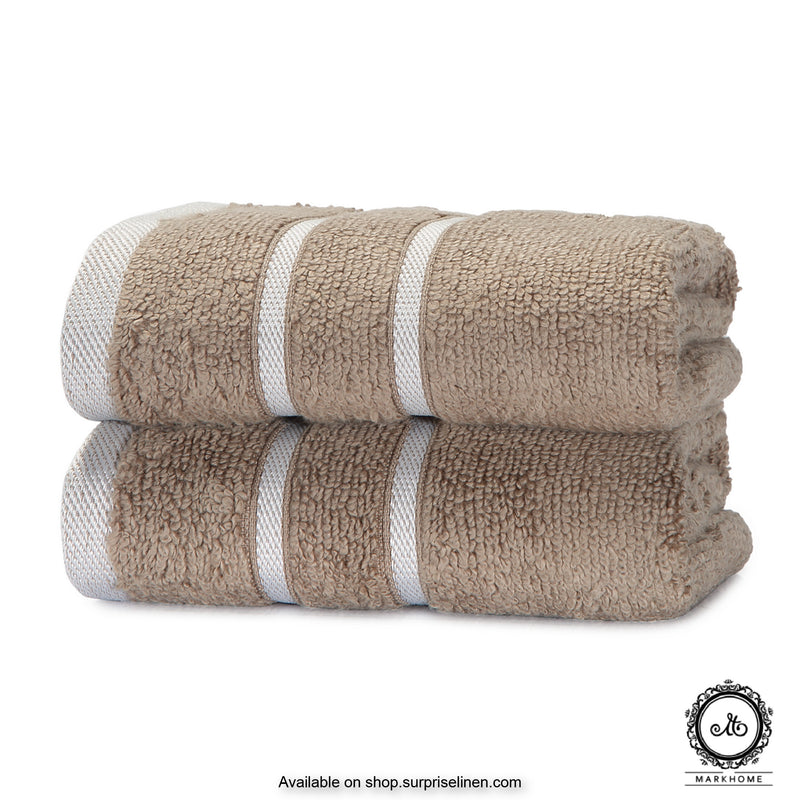 Mark Home - 100% Cotton 500 GSM Zero Twist Anti Microbial Treated Simply Soft Hand Towel (Beige)