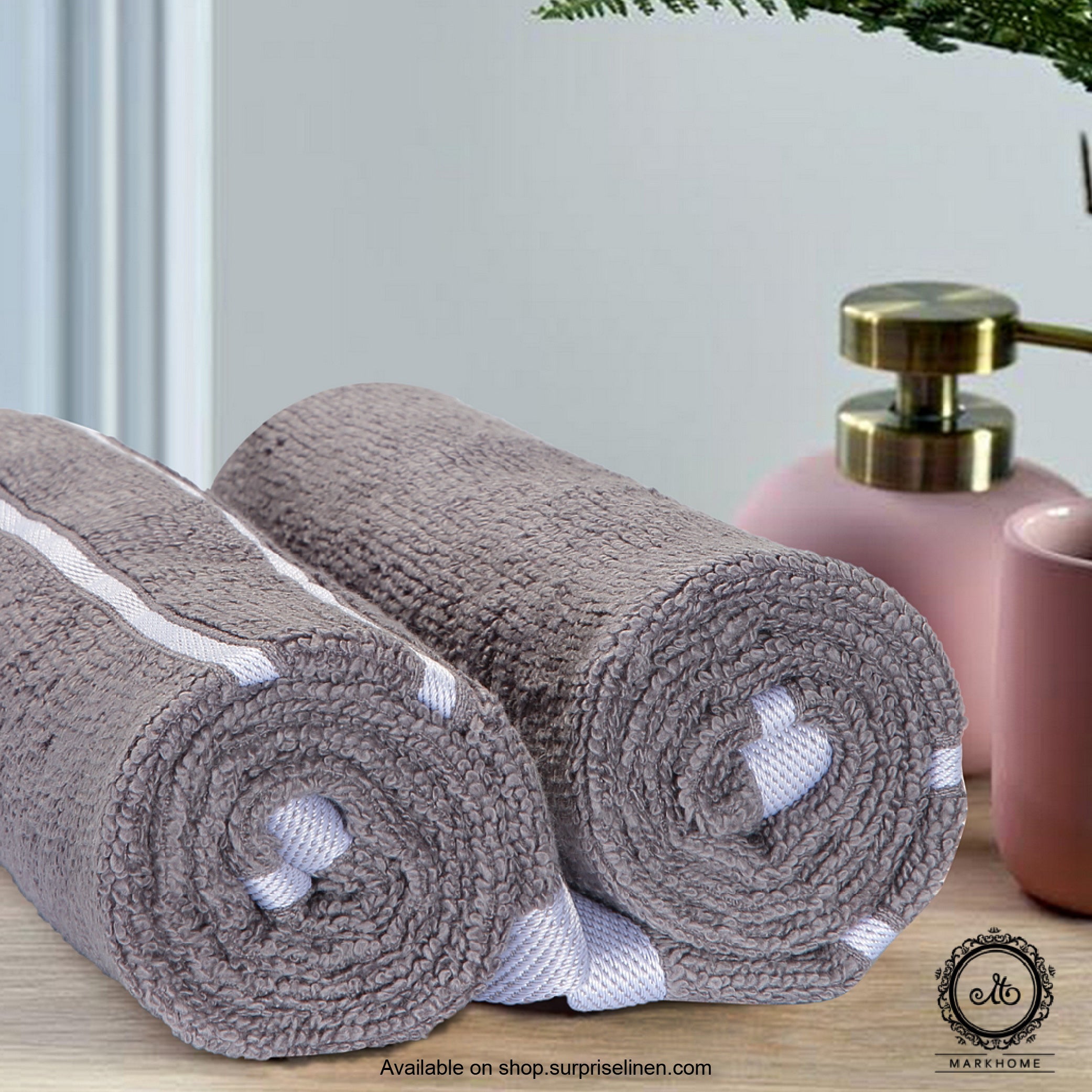 Mark Home - 100% Cotton 500 GSM Zero Twist Anti Microbial Treated Simply Soft Hand Towel (Grey)