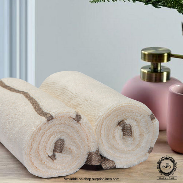 Mark Home - 100% Cotton 500 GSM Zero Twist Anti Microbial Treated Simply Soft Hand Towel (Ivory)