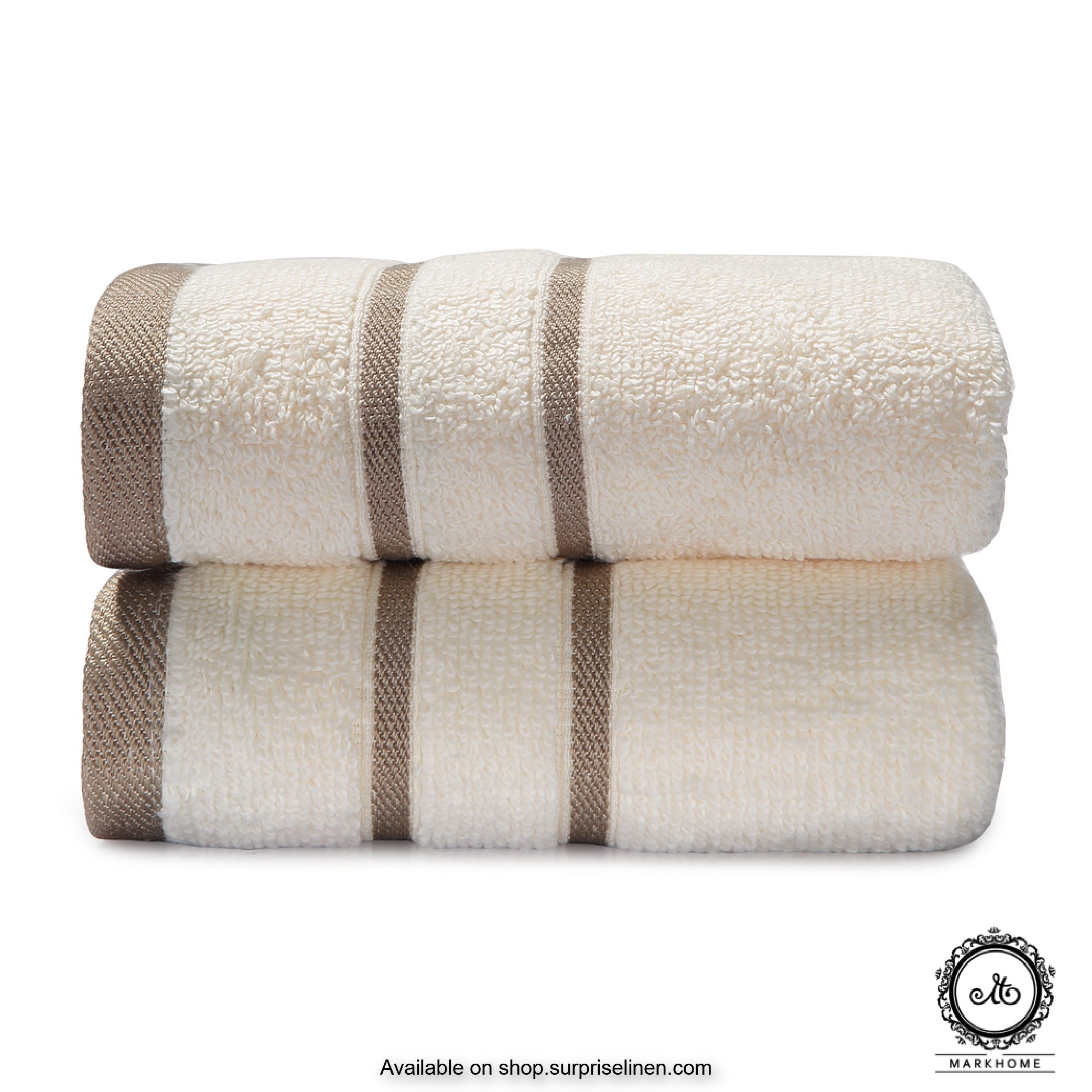 Mark Home - 100% Cotton 500 GSM Zero Twist Anti Microbial Treated Simply Soft Hand Towel (Ivory)