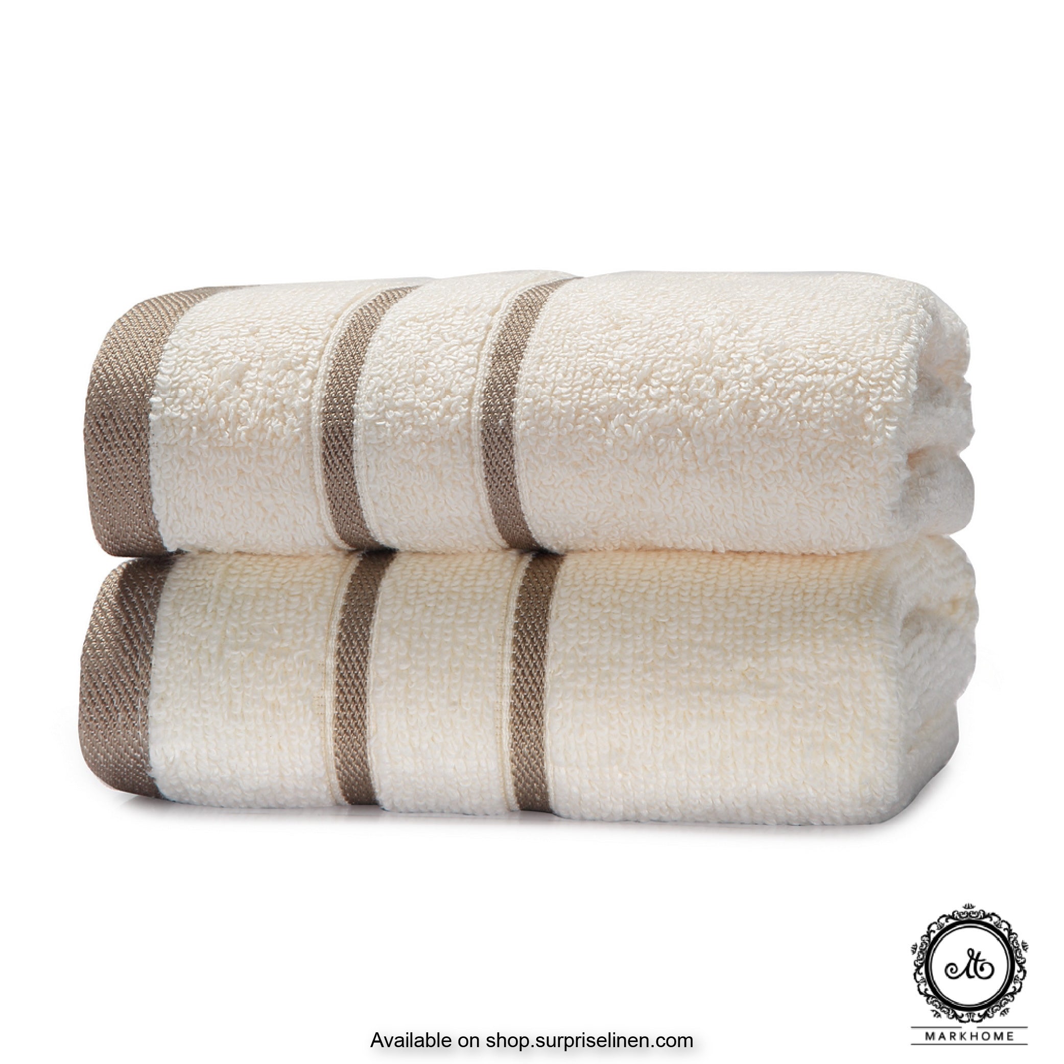 Mark Home - 100% Cotton 500 GSM Zero Twist Anti Microbial Treated Simply Soft Hand Towel (Ivory)