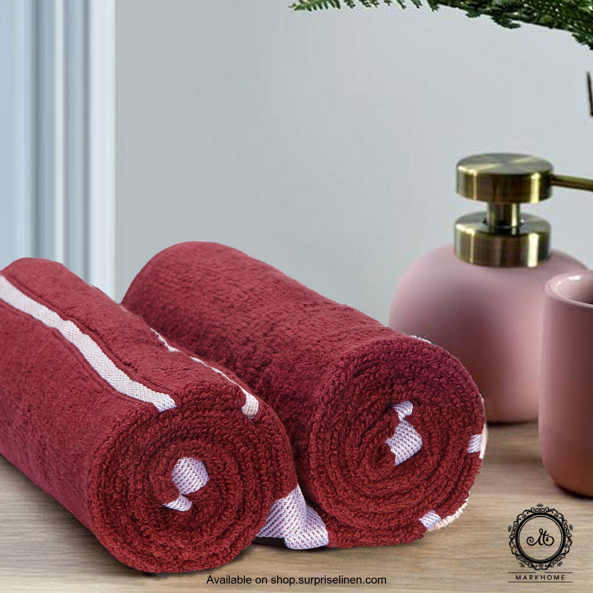 Mark Home - 100% Cotton 500 GSM Zero Twist Anti Microbial Treated Simply Soft Hand Towel (Maroon)