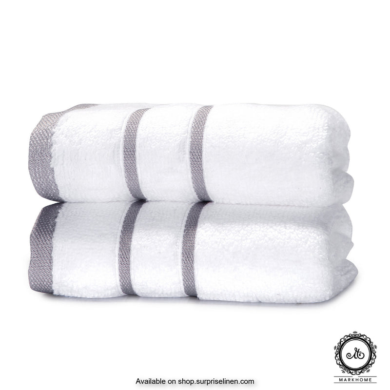 Mark Home - 100% Cotton 500 GSM Zero Twist Anti Microbial Treated Simply Soft Hand Towel (White)