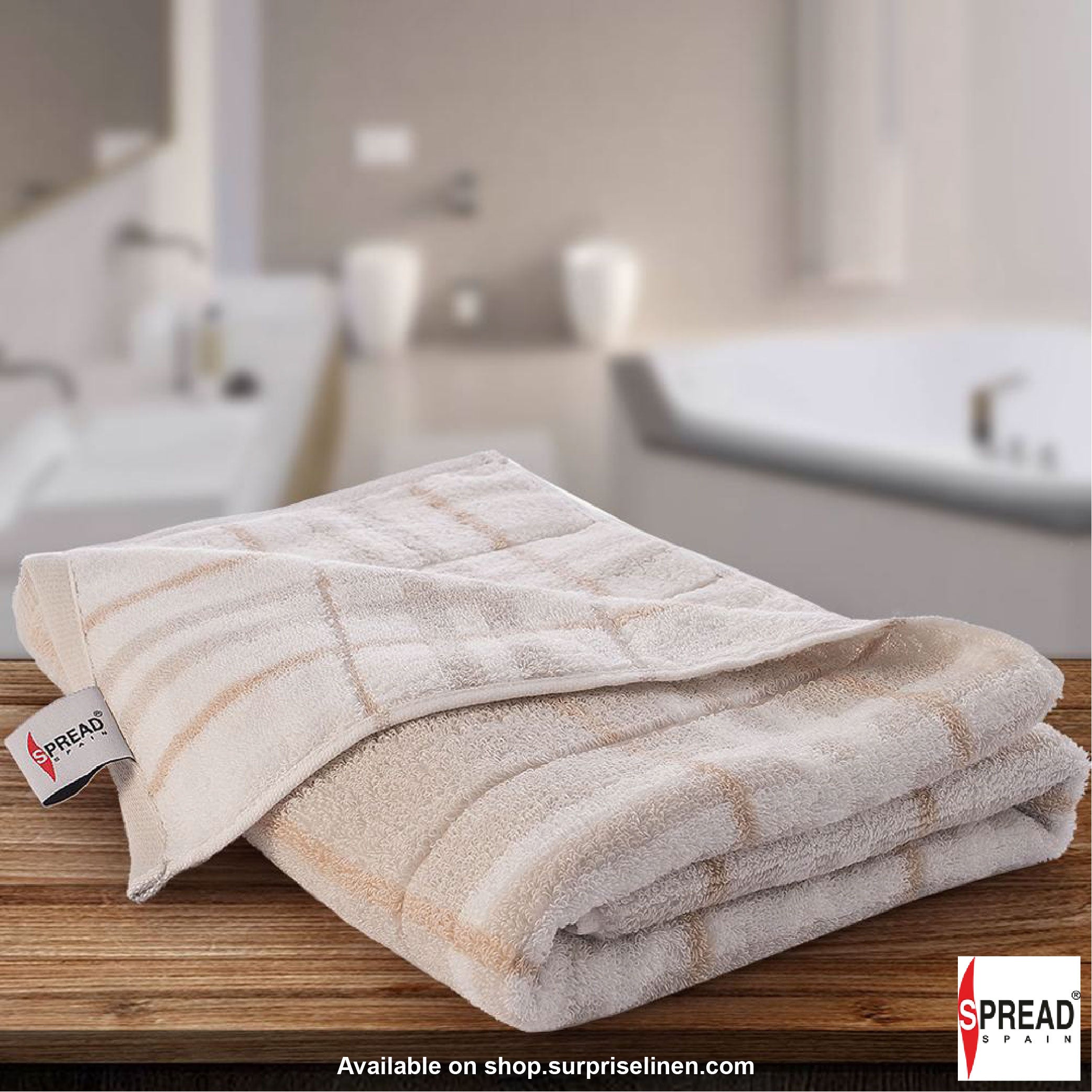 Spread Spain - 100% Cotton 400 GSM Tiles Bath Towel (Brown)