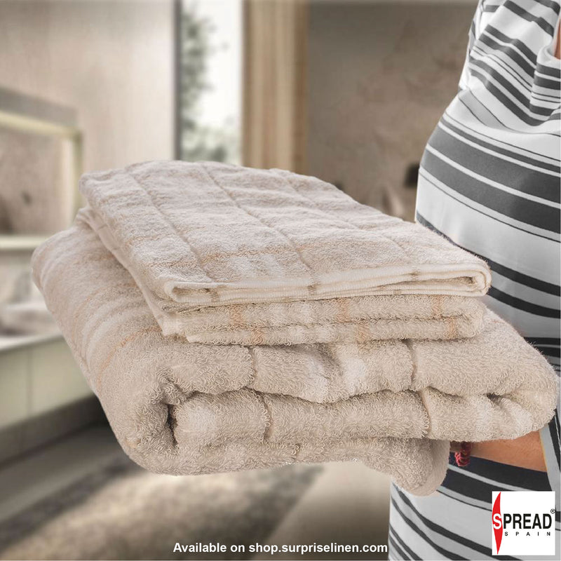 Spread Spain - 100% Cotton 400 GSM Tiles Bath Towel (Brown)