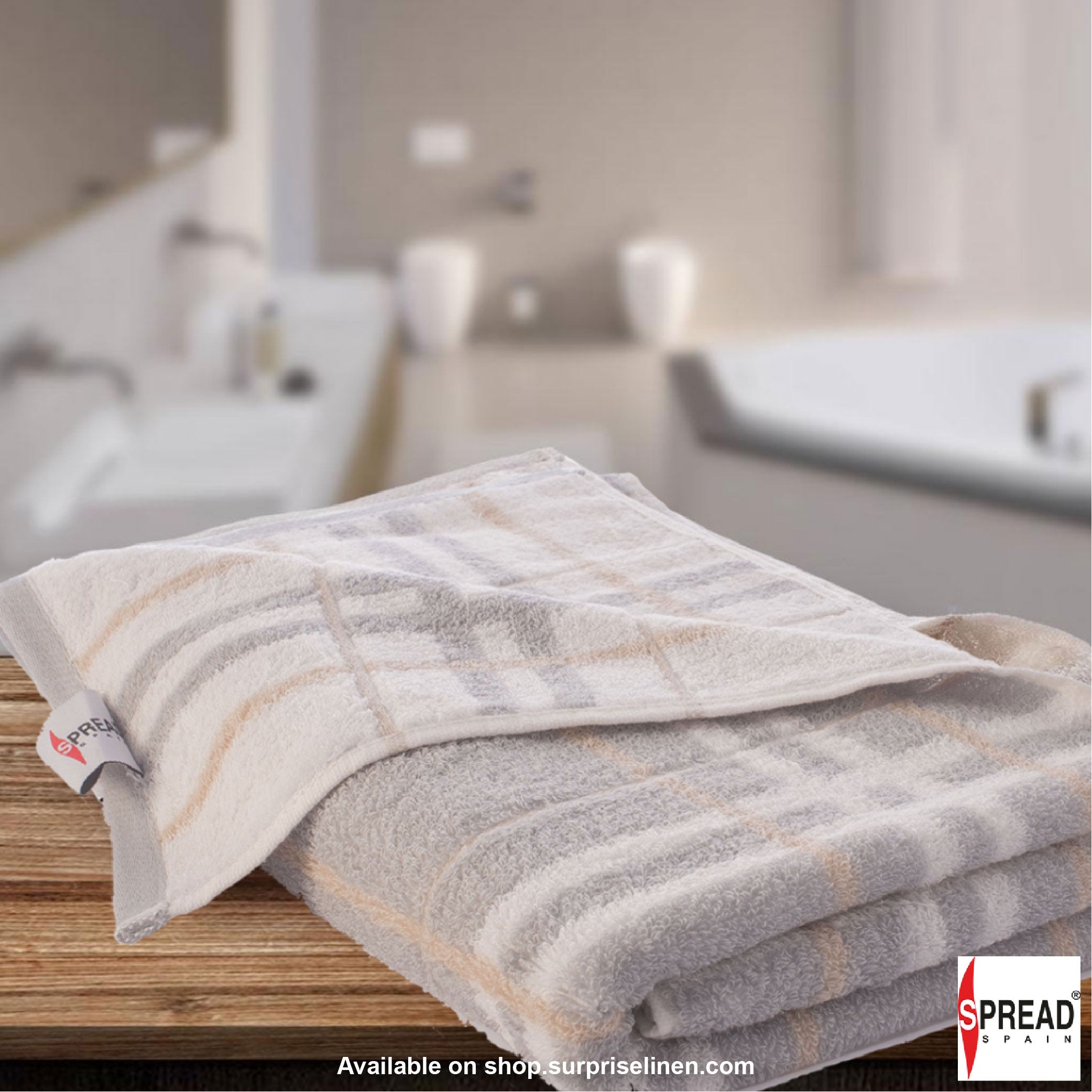 Spread Spain - 100% Cotton 400 GSM Tiles Bath Towel (Grey)