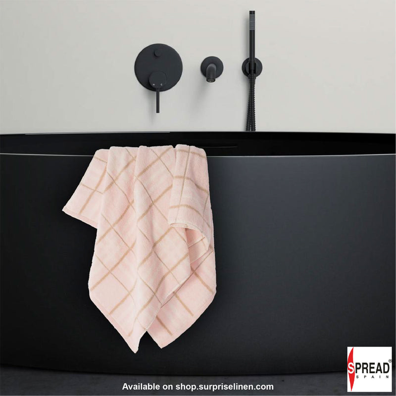 Spread Spain - 100% Cotton 400 GSM Tiles Bath Towel (Pink)