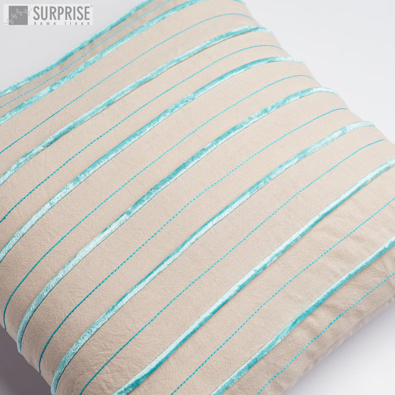 Surprise Home - Velvet Stripes Cushion Covers (Blue)