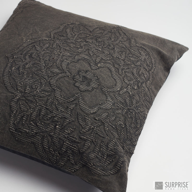 Surprise Home - Damask Stonewash Cushion Covers (Charcoal)