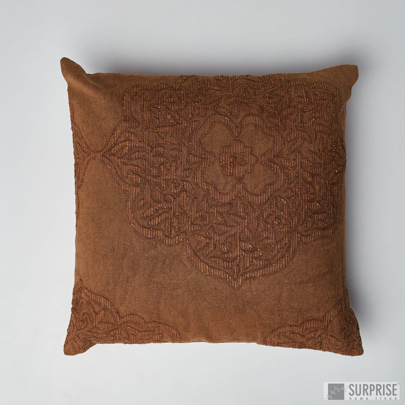 Surprise Home - Damask Stonewash Cushion Covers (Telephone Brown)