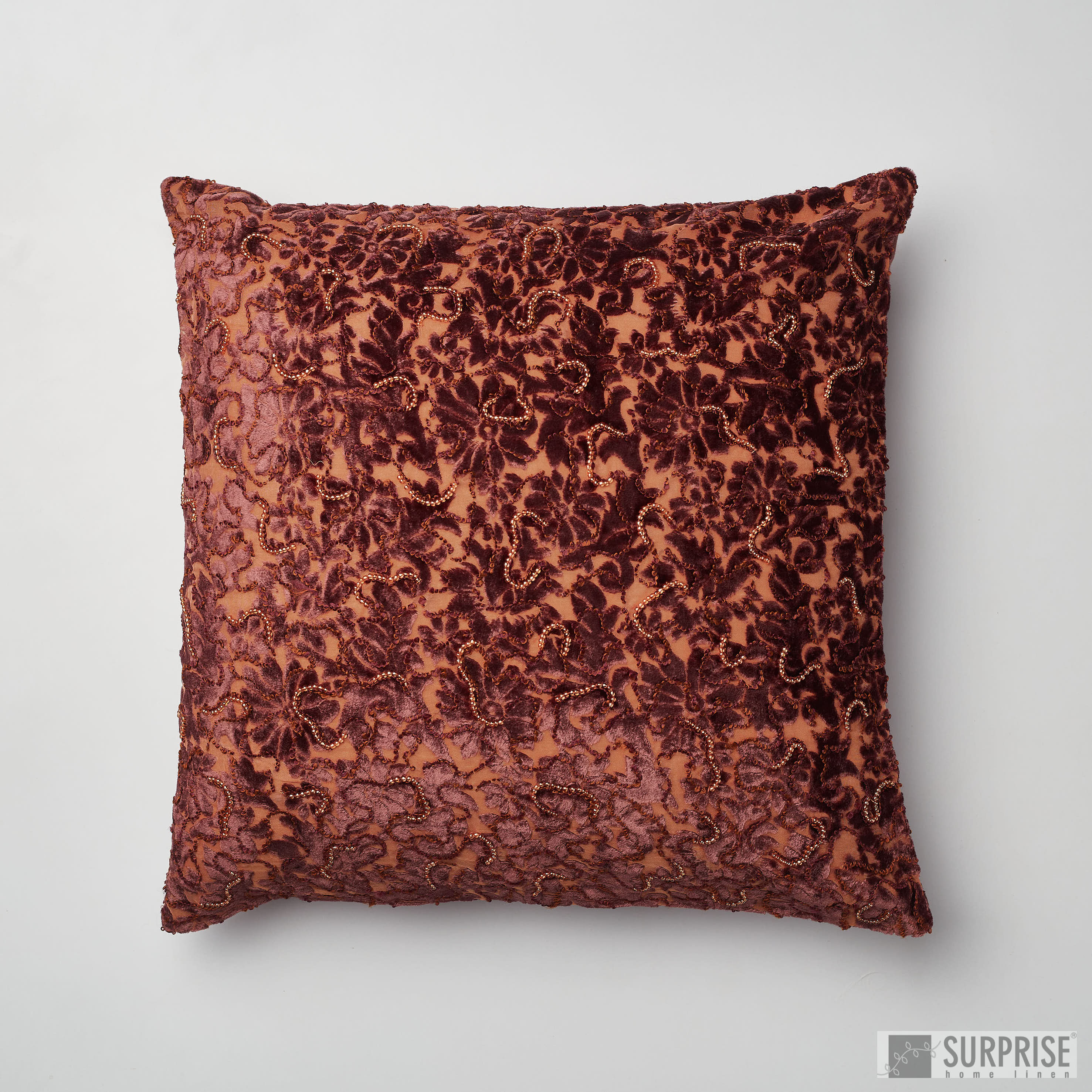 Surprise Home - Beaded Brasso Cushion Covers (Dark Brown)