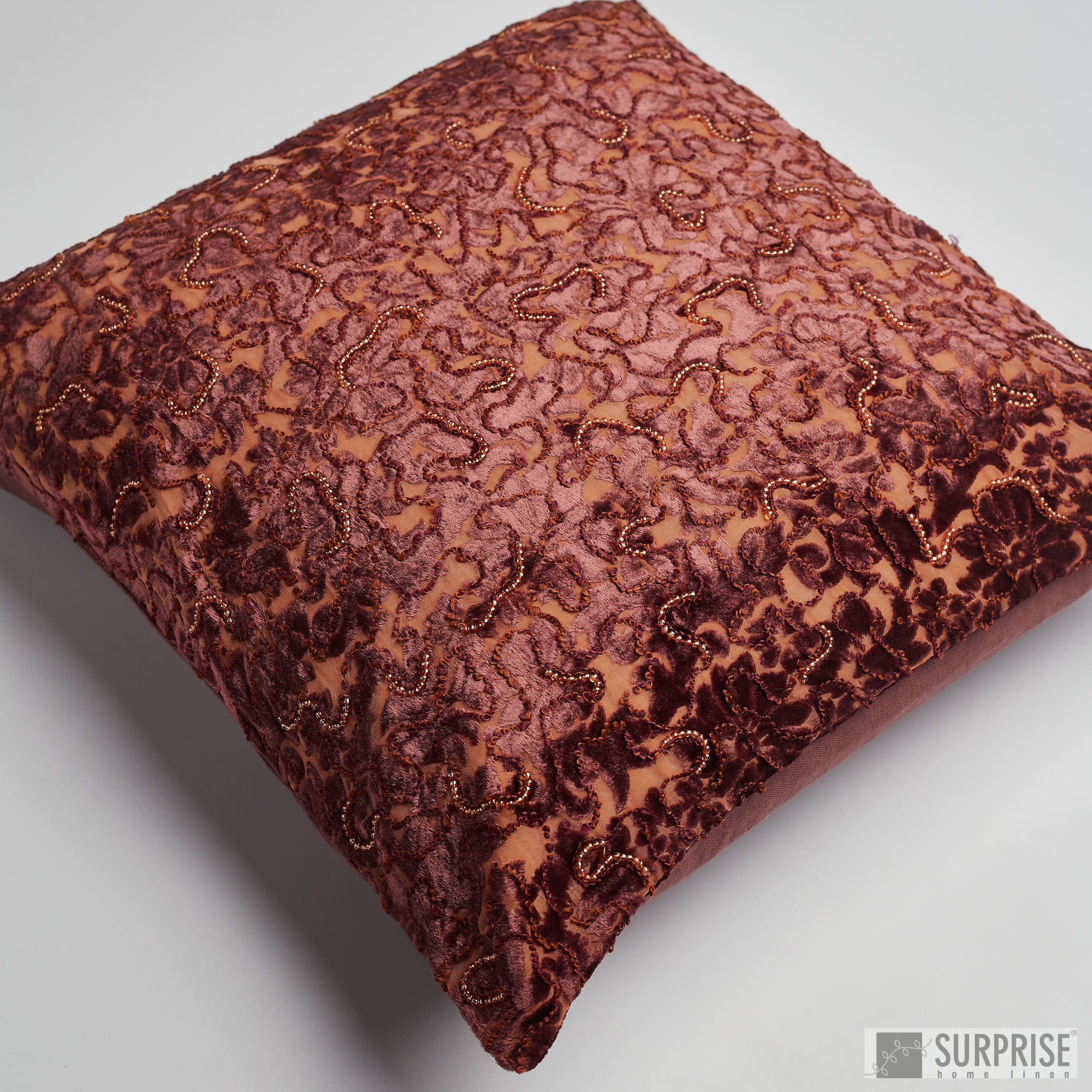 Surprise Home - Beaded Brasso Cushion Covers (Dark Brown)