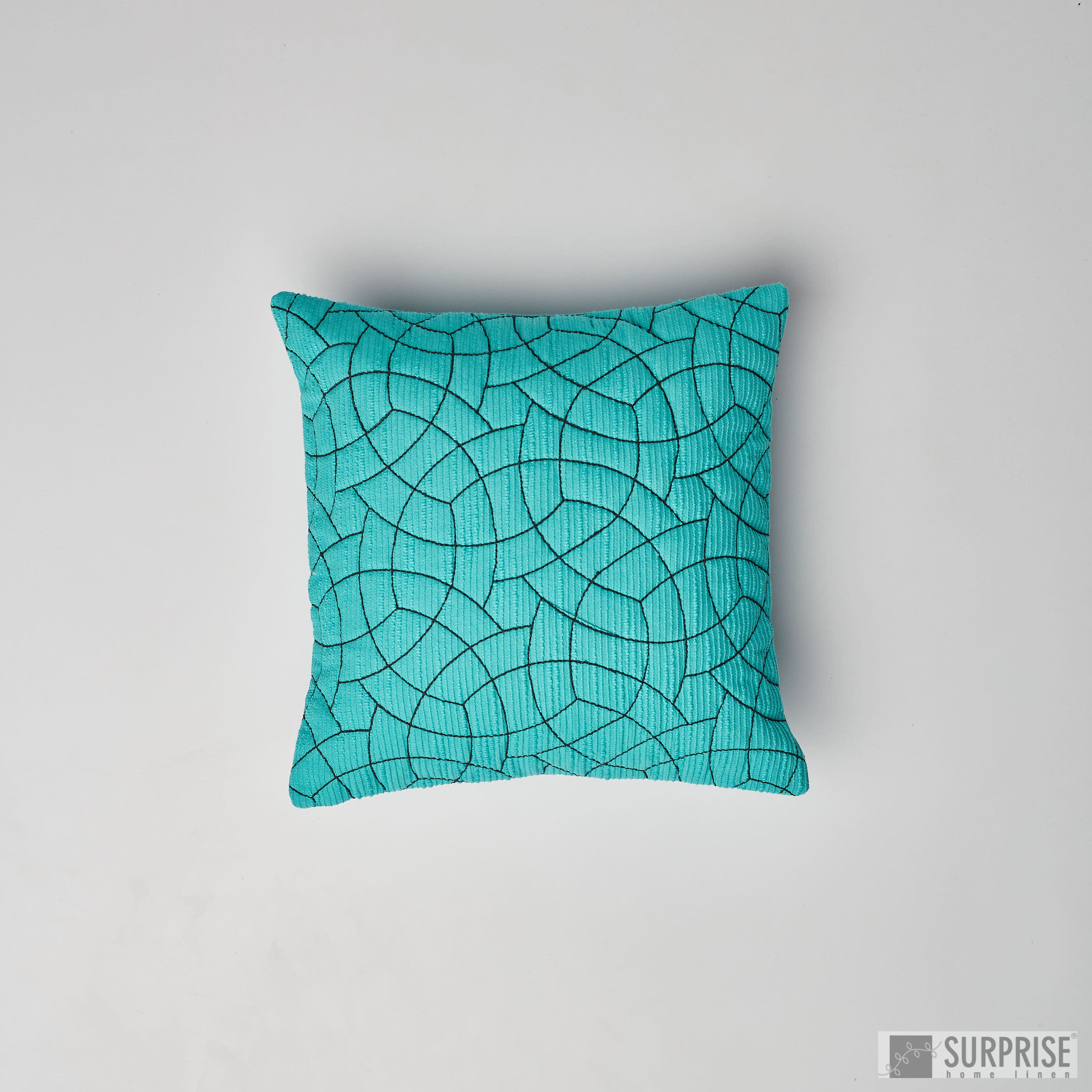 Surprise Home - Circle Trellis 30 x 30 cms Cushion Covers (Turquoise)