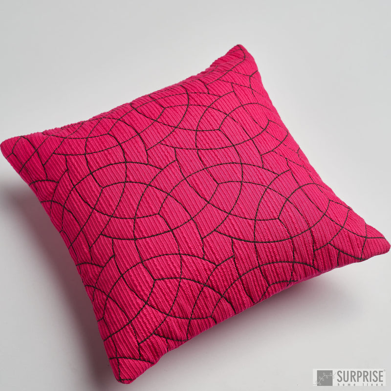Surprise Home - Circle Trellis 30 x 30 cms Cushion Covers (Hot Pink)