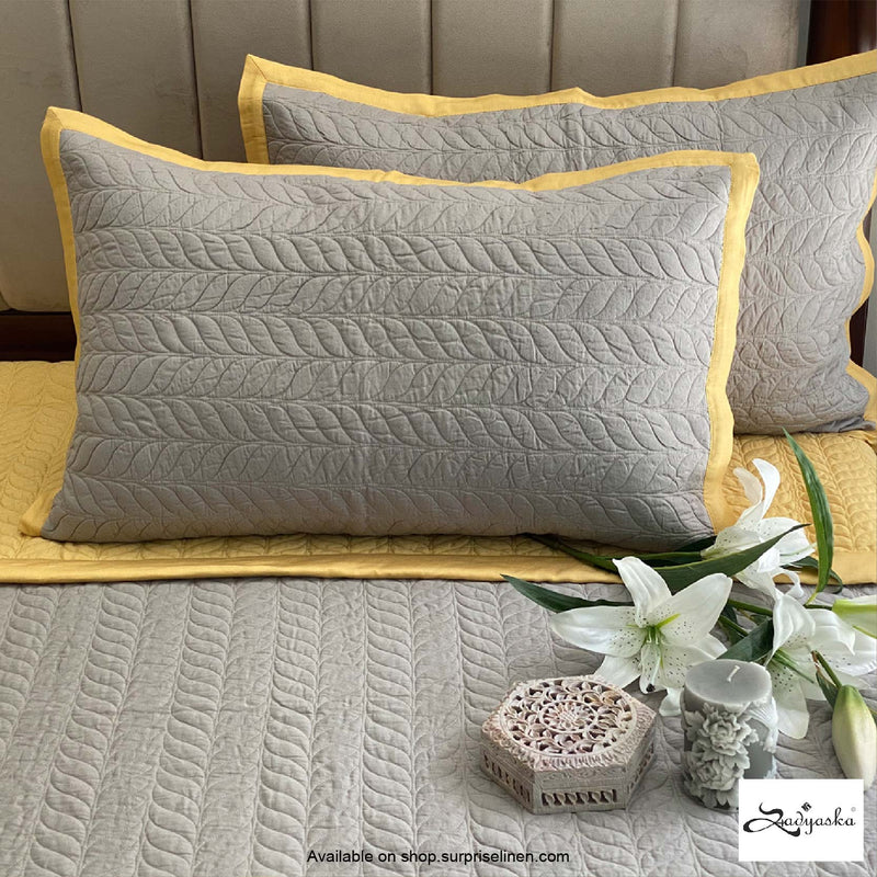 Sadyaska - Connoisseurs Collection Verdur Bedcover Set (Butter Cup Yellow & Grey)