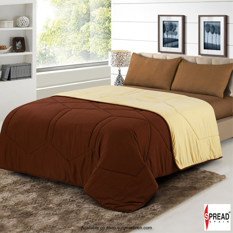 Spread Spain - Vibgyor Soft and Light Weight Microfiber Reversible AC Quilt/Comforter (Brown/Cream)