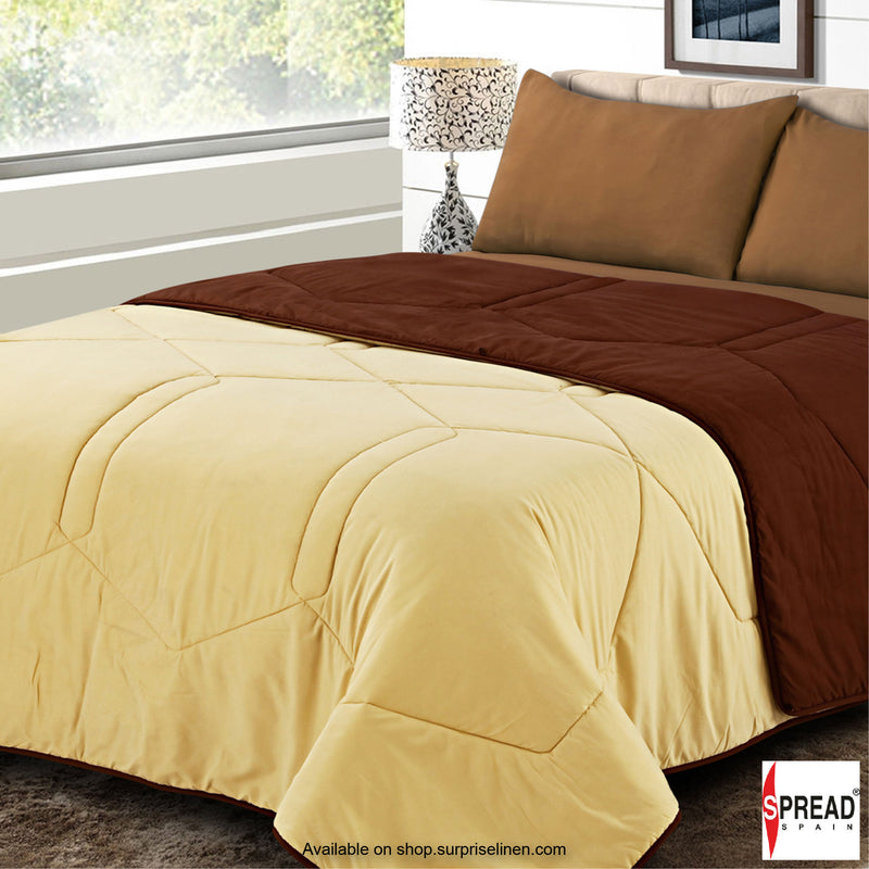 Spread Spain - Vibgyor Soft and Light Weight Microfiber Reversible AC Quilt/Comforter (Brown/Cream)