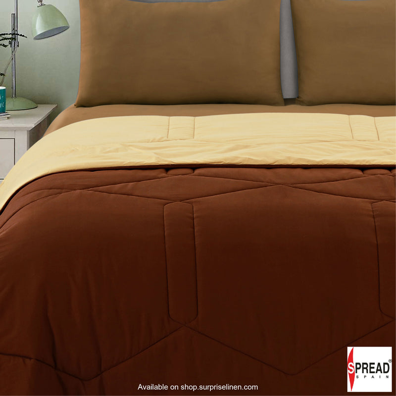 Spread Spain - Vibgyor Soft and Light Weight Microfiber Reversible AC Quilt/Comforter (Brown/Cream)