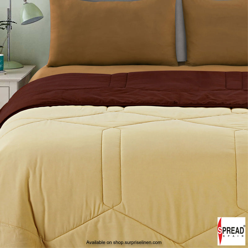 Spread Spain - Vibgyor Soft and Light Weight Microfiber Reversible AC Quilt/Comforter (Brown/Cream)