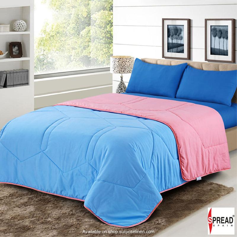 Spread Spain - Vibgyor Soft and Light Weight Microfiber Reversible AC Quilt/Comforter (Pink/Light Blue)