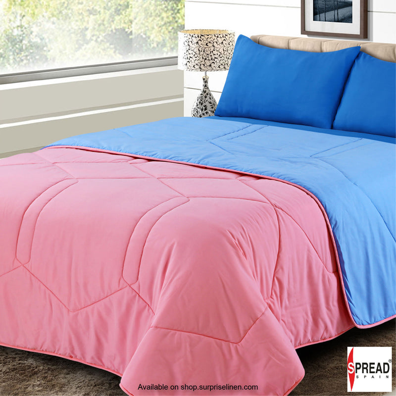 Spread Spain - Vibgyor Soft and Light Weight Microfiber Reversible AC Quilt/Comforter (Pink/Light Blue)