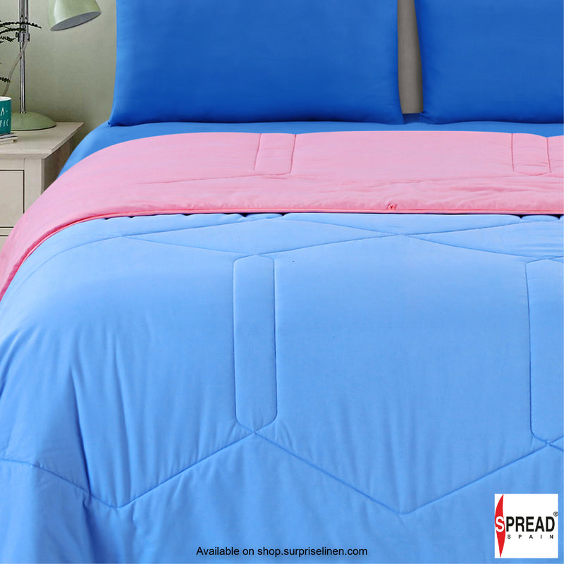 Spread Spain - Vibgyor Soft and Light Weight Microfiber Reversible AC Quilt/Comforter (Pink/Light Blue)