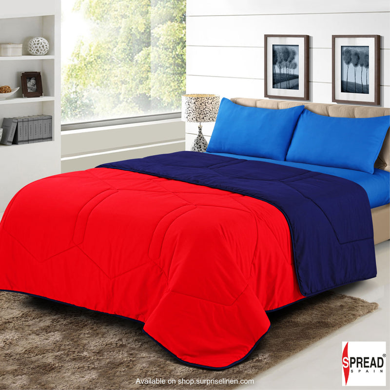 Spread Spain - Vibgyor Soft and Light Weight Microfiber Reversible AC Quilt/Comforter (Red / Navy Blue)